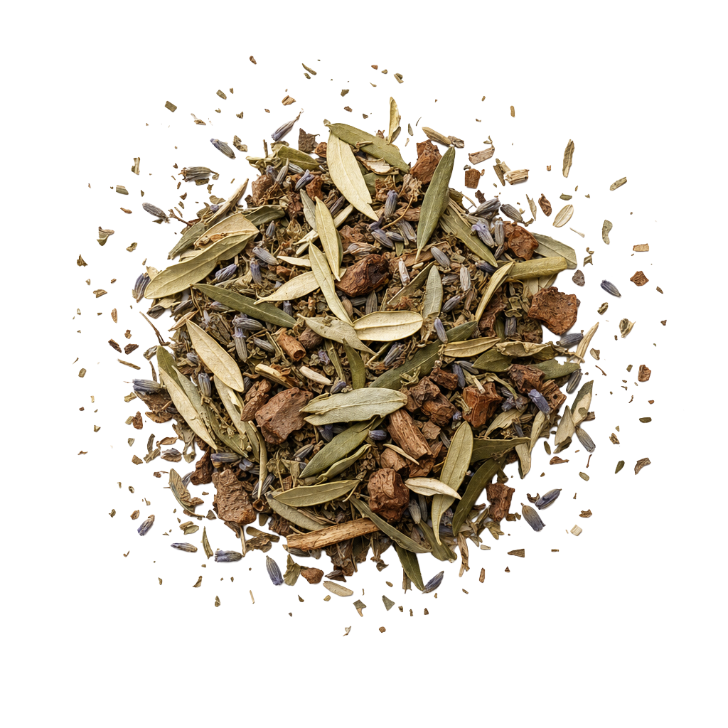 Olive Leaf & Lavender Ritual Blend made with dried olive leaves and lavender botanicals