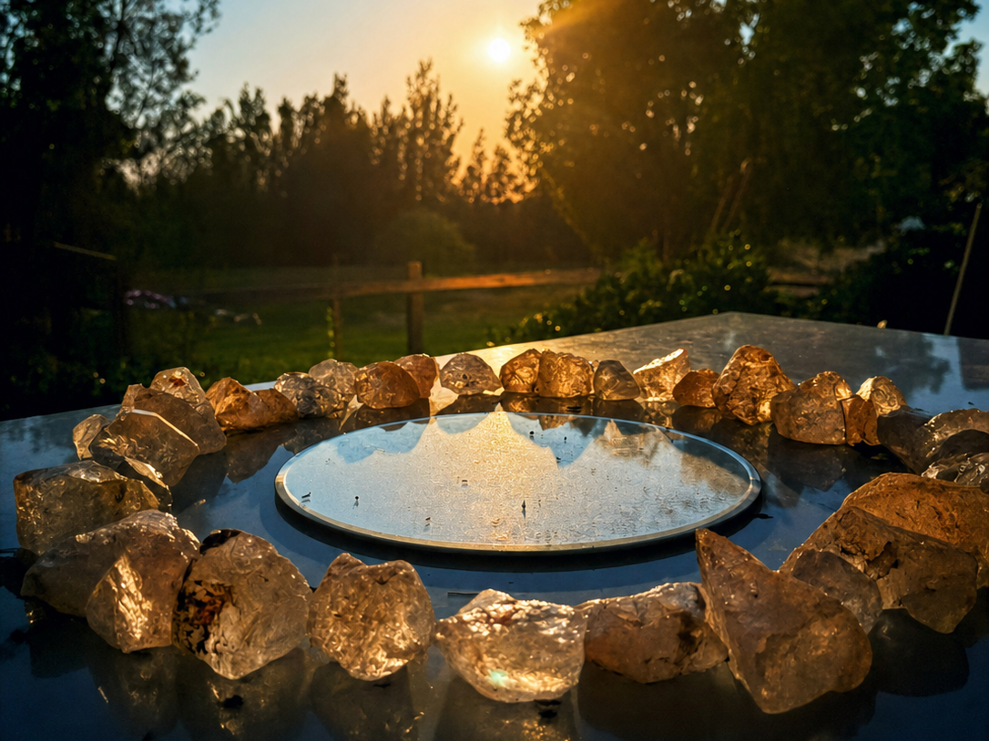 Crystal circle used for grounding and reflective mineral practice
