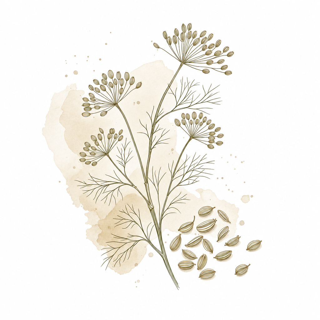 Fennel botanical illustration for the Olive Leaf & Fennel Seed Ritual Blend