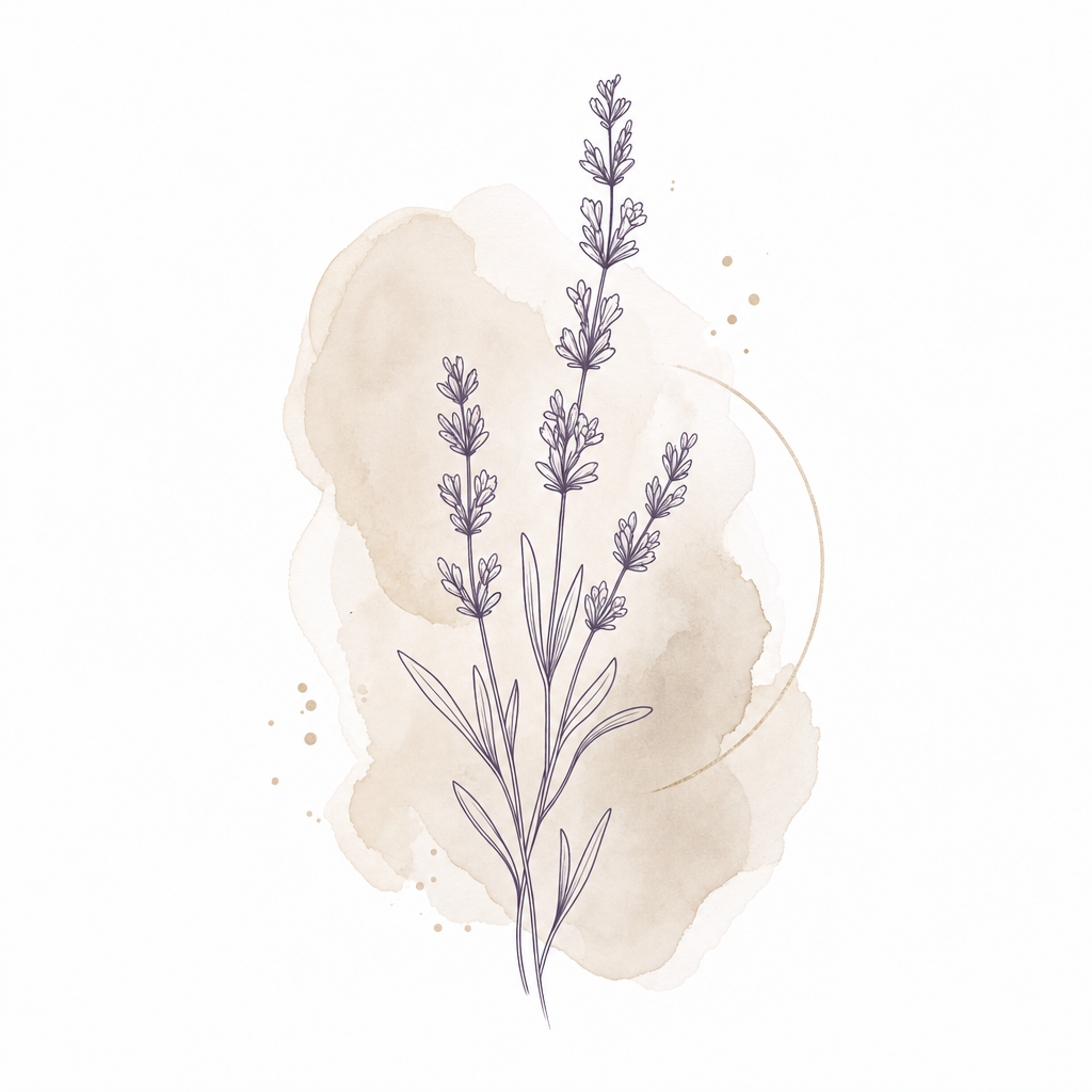 Lavender botanical illustration for the Olive Leaf & Lavender Ritual Blend