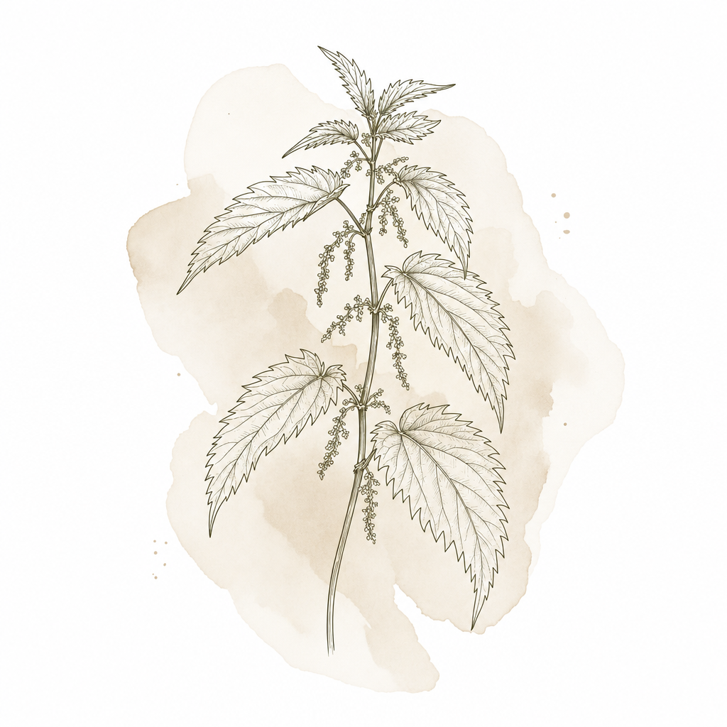 Nettle botanical illustration for the Olive Leaf & Nettle Ritual Blend
